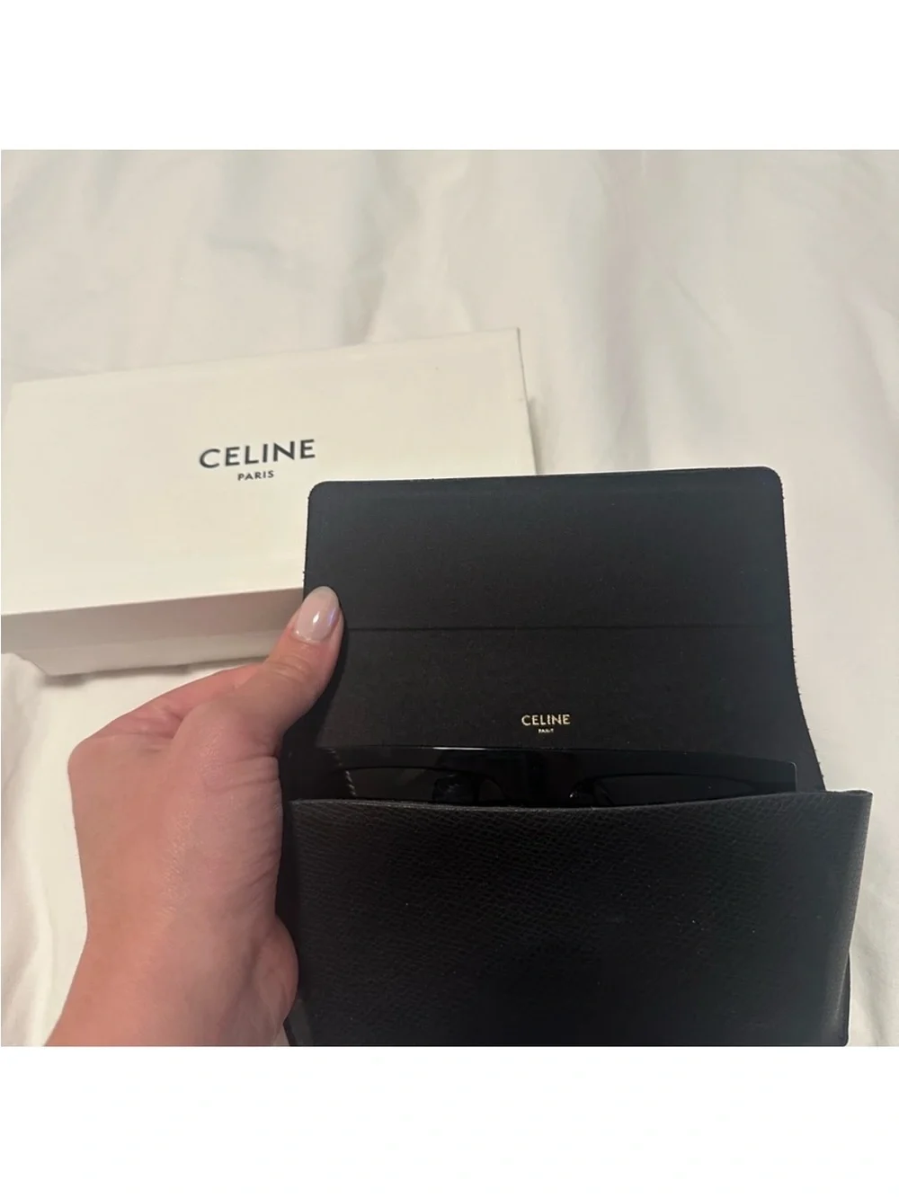 Celine Black Gloss Oversized Shield Sunglasses